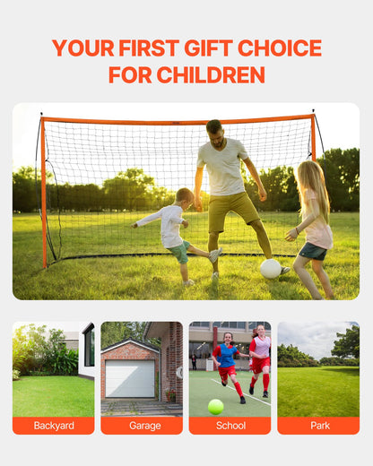 Bärbart fotbollsmål, 12x6 fot fotbollsnät för vuxna och barn, stort träningsnät för fotboll, träningsmål i stålfiberstruktur, fotbollsmål för utomhusbruk i alla väder med bärväska, orange