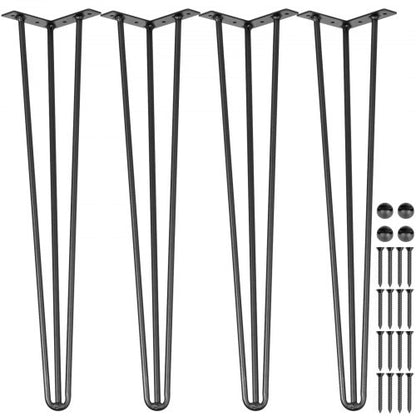 Hairpin Table Legs 45.7 cm Black Set of 4 Desk Legs Each 99.8 kg Capacity Hairpin Desk Legs 3 Rods for Bench Desk Dining End Table Chairs Carbon Steel DIY Table Legs Heavy Duty Furniture Legs