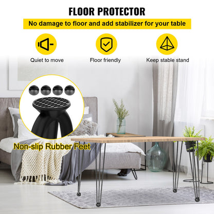 Hairpin Table Legs 55.9 cm Black Set of 4 Desk Legs Each 99.8 kg Capacity Hairpin Desk Legs 3 Rods for Bench Desk Dining End Table Chairs Carbon Steel DIY Table Legs Heavy Duty Furniture Legs