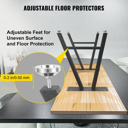 Metal Table Legs 28 x 17.7 inch A-Shaped Desk Legs Set of 2 Heavy Duty Bench Legs with Polyurethane Coating, Furniture Legs with Floor Protectors, Wrought Iron Coffee Table Legs for Home DIY Bla