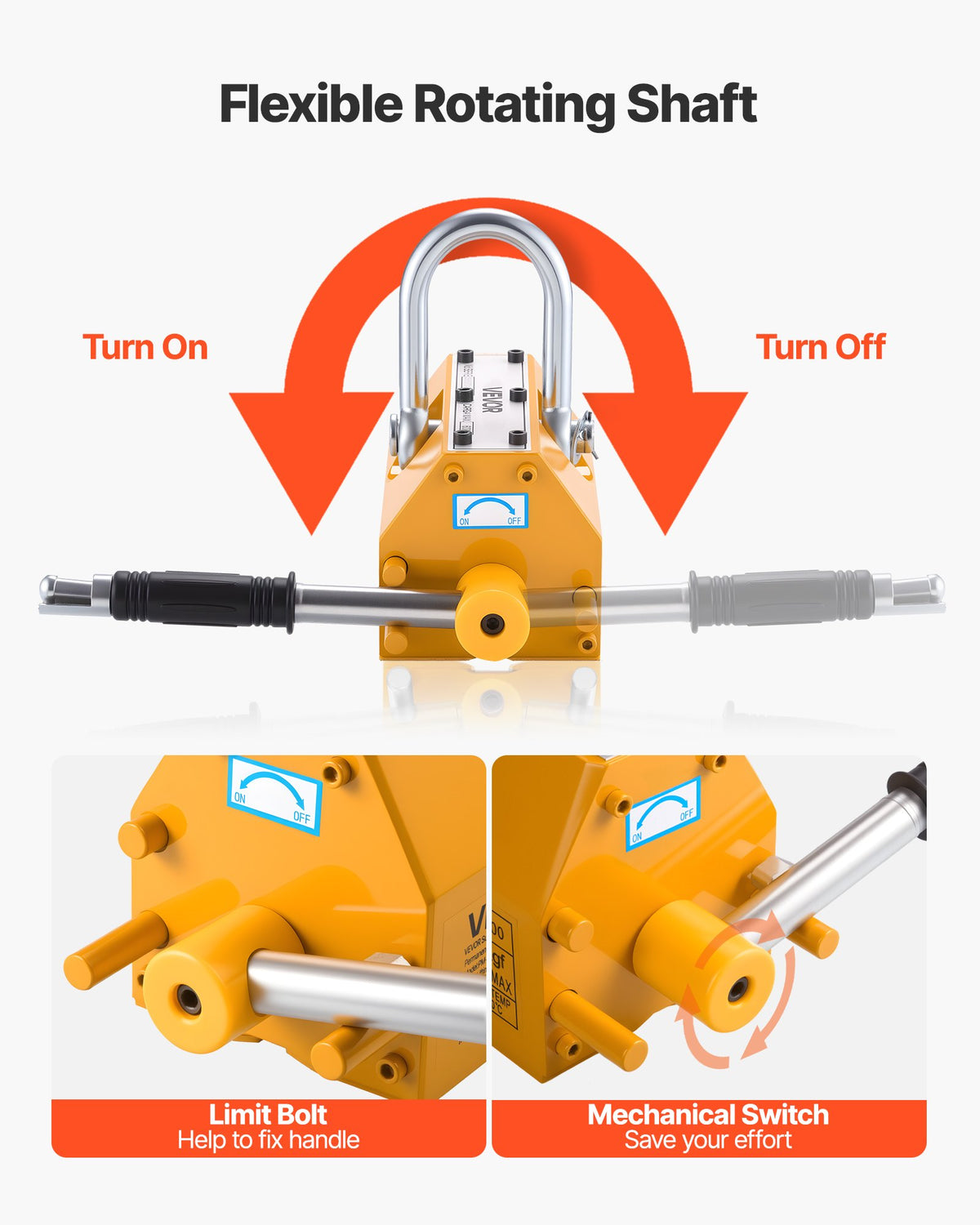 Permanent Magnetic Lifter, 600 kg Pulling Capacity, Heavy Duty N42 Neodymium Lifting Magnet with Release Handle and Steel Hook, Used in Shop Crane and Hoist, for Lifting Plate Steel, Board