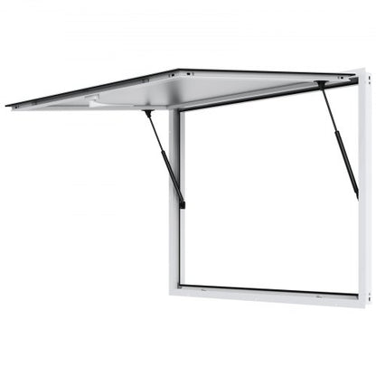 Fönster för matvagnar, 48"x36" servicefönster i aluminiumlegering för matvagnar, upp till 85 graders stående serveringfönster med markisdörr och dragkrok, för matvagnar med släpvagnar