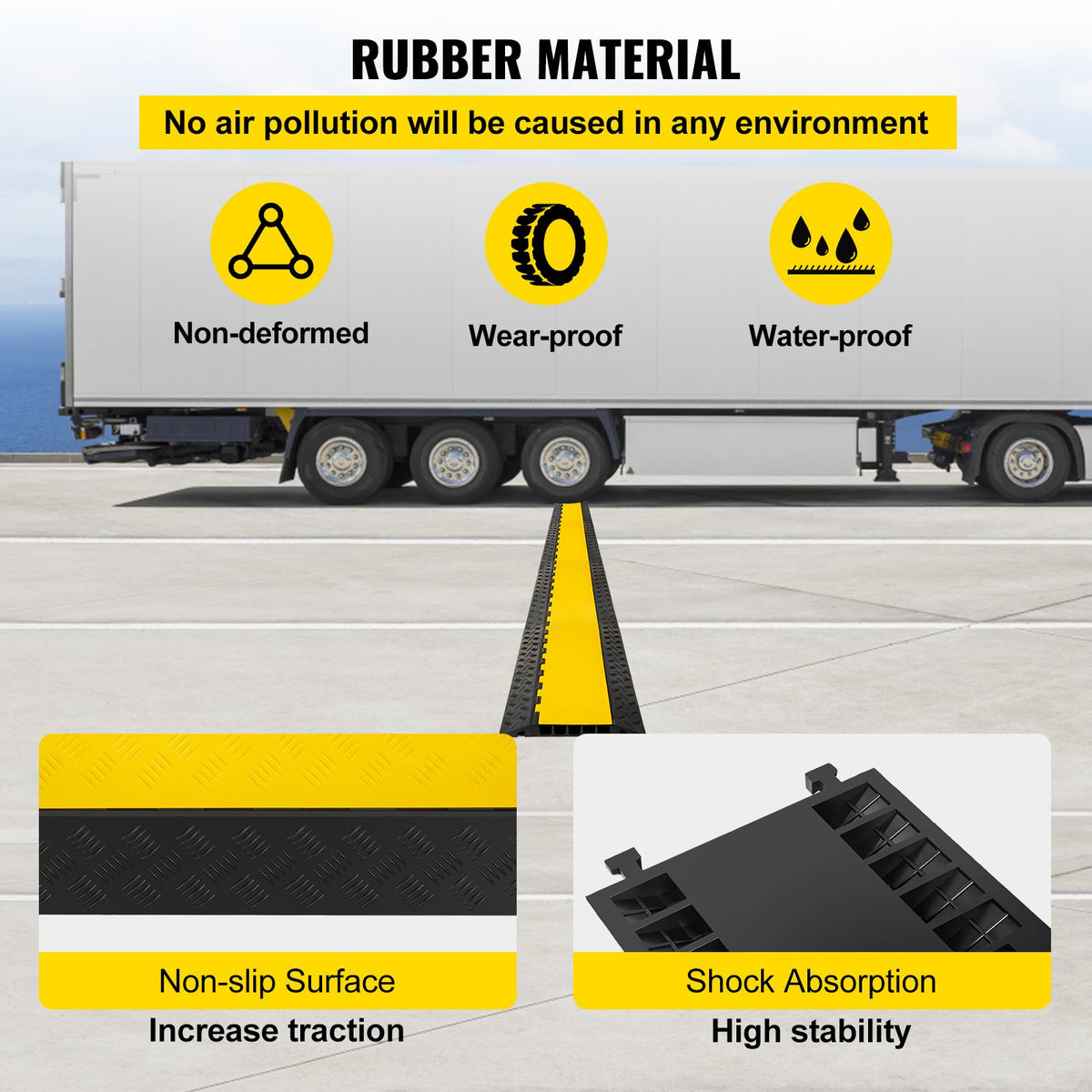 5 Channel Rubber Cable Protectors Extreme Cable Ramps 29937.1 kg Heavy Duty 5 Slots Protective Cable Wire Cord Ramp Driveway Rubber Traffic Speed Bumps 88.9x50.8x5cm