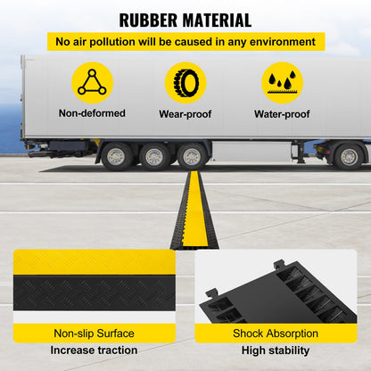 5 Channel Rubber Cable Protectors Extreme Cable Ramps 29937.1 kg Heavy Duty 5 Slots Protective Cable Wire Cord Ramp Driveway Rubber Traffic Speed Bumps 88.9x50.8x5cm
