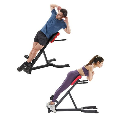 Romersk stol Hyperextensionbänk, 136 kg justerbar förlängningsmaskin, multifunktionell träningsutrustning för sätesmuskler, hamstringsmuskler, ländrygg och magträning, fitnessviktbänk för hemmagym