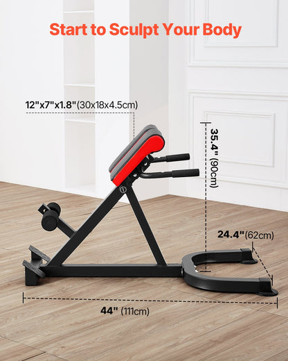 Romersk stol Hyperextensionbänk, 136 kg justerbar förlängningsmaskin, multifunktionell träningsutrustning för sätesmuskler, hamstringsmuskler, ländrygg och magträning, fitnessviktbänk för hemmagym