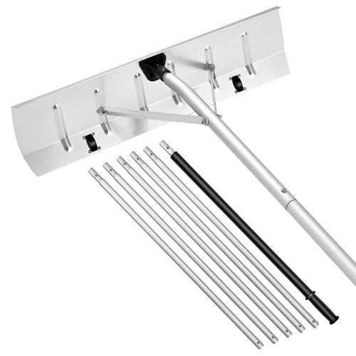 Snötakskrapa, 66 cm aluminiumblad, 2,3-6 m justerbar snöskrapa med hjul, halkfritt handtag för snöborttagning, lätt takskrapa för lövborttagning