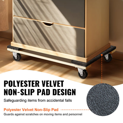 Möbelvagn, 1000 lbs lastkapacitet, 18" x 30", 4 x 3" PP-svänghjul, kraftig flyttvagn för lövträmöbler, flyttvagn, flyttvagn med hjul för tunga möbler, rengöring av hemmet
