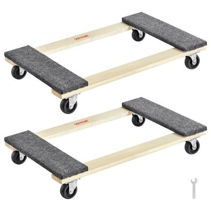 Möbelvagn, 1000 lbs stycklastkapacitet, 2-pack, 18" x 30", 8 x 3" PP-svänghjul, kraftig flyttvagn för trämöbler, flyttvagn, flyttvagn med hjul för tunga möbler