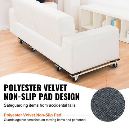 Möbelvagn, 1000 lbs stycklastkapacitet, 2-pack, 18" x 30", 8 x 3" PP-svänghjul, kraftig flyttvagn för trämöbler, flyttvagn, flyttvagn med hjul för tunga möbler