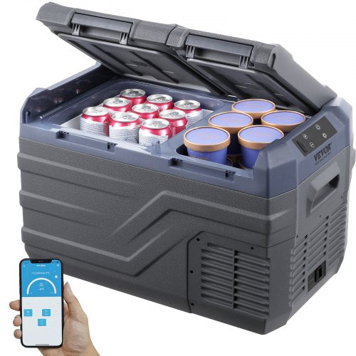 Car Refrigerator, 12 Volt Car Refrigerator Fridge, 25 L Dual Zone Portable Freezer, -4℉-68℉ Adjustable Range, 12/24V DC and 100-240V AC Compressor Cooler for Outdoor, Camping, RV