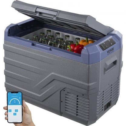 Car Refrigerator, 12 Volt Car Refrigerator Fridge, 37 L Single Zone Portable Freezer with Built-in Light, -4℉-68℉, 12/24V DC and 100-240V AC Compressor Cooler for Outdoor, Camping, RV