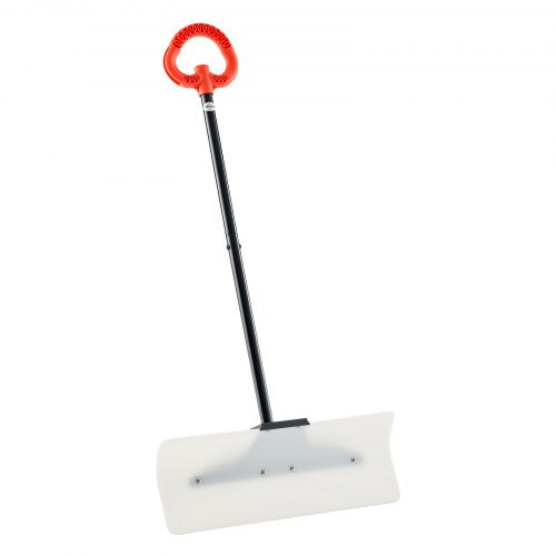 Snow Pusher Shovel, 61 cm Wide Outdoor Snowplow Shovel with Ergonomic Grip, HDPE Plastic Blade, Winter Shovels with Segmented Handle, Portable Snow Removal Tool for Driveway Garden Camping