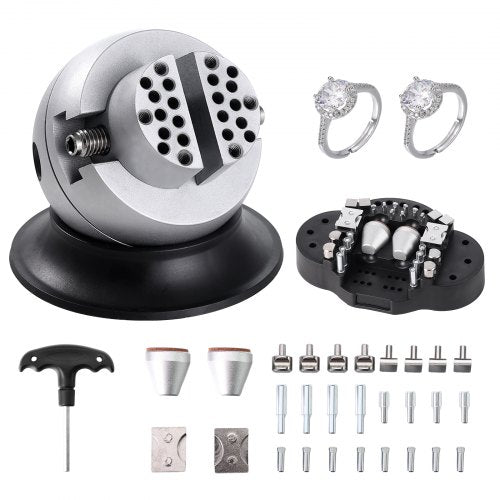 Ball Vise, 7.6 cm Engraving Setting Tool, 360° Rotation Engraving Block Vise, 30 PCS Attachment Jewelry Engraving Block Tools Standard Block for Gemstone Inlay and Small-Scale Engraving