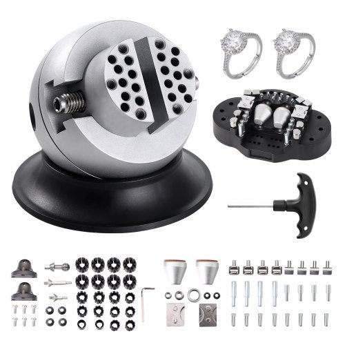 Ball Vise, 7.6 cm Engraving Setting Tool, 360° Rotation Engraving Block Vise, 70 PCS Attachment Jewelry Engraving Block Tools Standard Block for Gemstone Inlay and Small-Scale Engraving