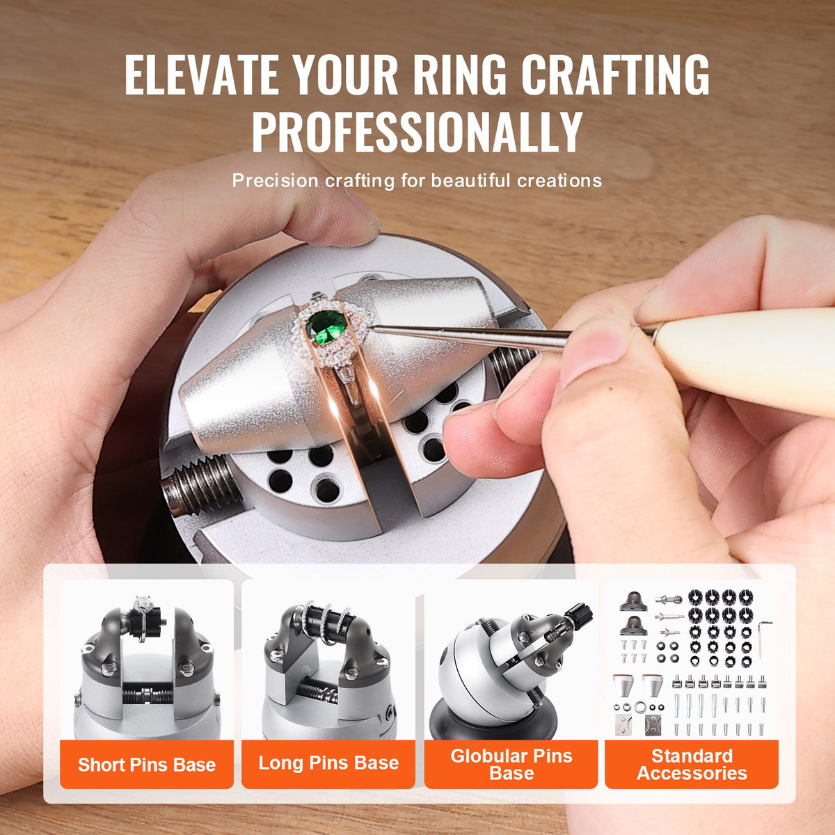 Ball Vise, 7.6 cm Engraving Setting Tool, 360° Rotation Engraving Block Vise, 70 PCS Attachment Jewelry Engraving Block Tools Standard Block for Gemstone Inlay and Small-Scale Engraving