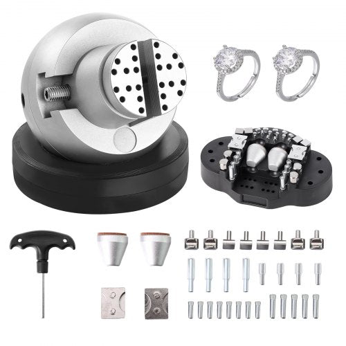 Ball Vise, 5" Engraving Setting Tool, 360° Rotation Engraving Block Vise, 35 PCS Attachment Jewelry Engraving Block Tools Standard Block for Gemstone Inlay and Small-Scale Engraving