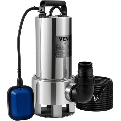 Dränkbar vattenpump, 1300W 20000L/h, med 10 m sladd och automatisk flottörbrytare, rostfritt stål och gjutjärn för smutsiga eller rena, tomma trädgårdsdammar, simbassänger, bubbelpooler