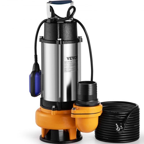 Dränkbar vattenpump, 2200W 60000L/h, med 10 m sladd och automatisk flottörbrytare, bärbar rostfri stålpump för smutsiga eller rena avlopp, översvämningar i avlopp, tömning av trädgårdsdammar, simbassänger, bubbelpool