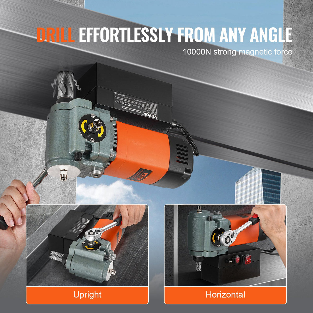 Magnetisk borrpress, 1300W lågprofilmagborrmaskin, lätt bärbar magborrmaskin med kylanordning och överbelastningsskydd, magpress för installation av utrustning, industriell