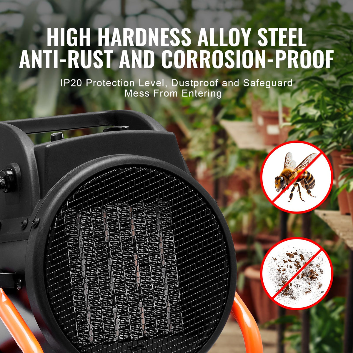 Greenhouse Heater, 2000W PTC Fast Heating with Overheat Protection, 3-Speed Setting Small Grow Tent Heater, Electric Portable Heater Fan for Green House, Flower Room, Workplace