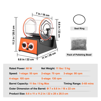 5kg Rotary Tumbler Surface Polisher Jewelry Polish Finish Machine Gem DIY