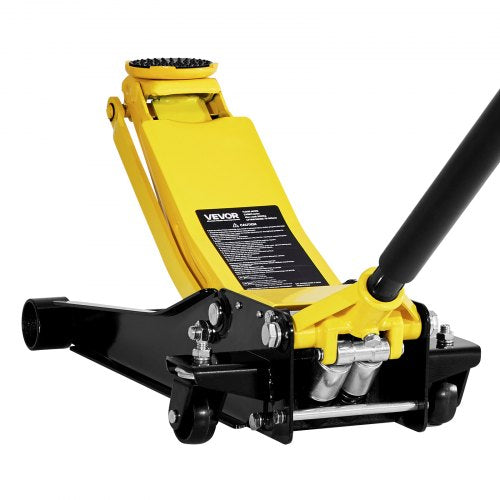 Low Profile Floor Jack, Max 2 Ton Capacity, Steel Racing Floor Jack with Dual Pistons Quick Lift Pump, Heavy-Duty Hydraulic Trolley Car Lift for Sports Cars and Sedans, Lifting Range 75-505 mm