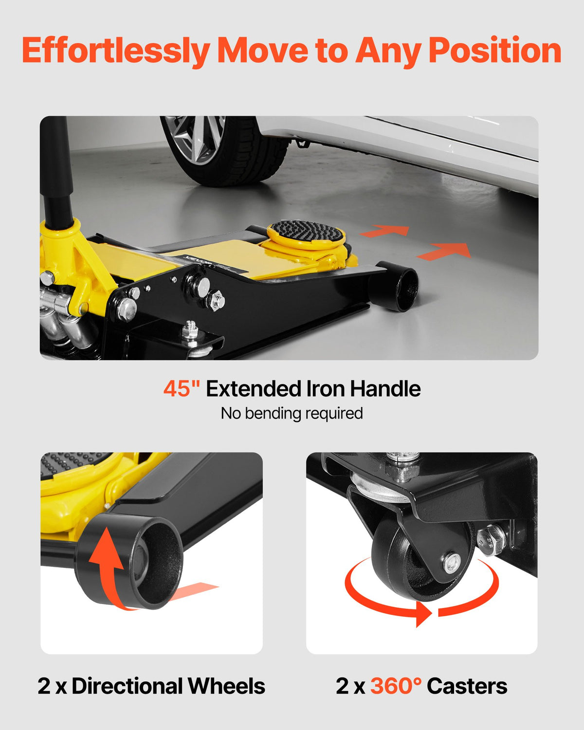 Low Profile Floor Jack, Max 2 Ton Capacity, Steel Racing Floor Jack with Dual Pistons Quick Lift Pump, Heavy-Duty Hydraulic Trolley Car Lift for Sports Cars and Sedans, Lifting Range 75-505 mm
