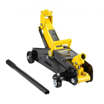 Lågprofilsdomkraft 2 ton (4400 lbs), kraftig hydraulisk racingdomkraft i järn, hydraulisk bildomkraft, snabblyftspump med en kolv, lyfthöjd 4,9"-13,2" (gul)