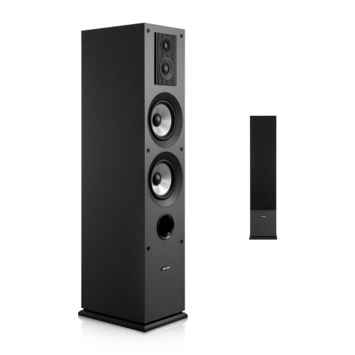Passive Floorstanding Speaker, 3-Way, Floor-Standing Tower Speaker with 19.05 mm&25.4 mm Tweeter, Dual 133.35 mm Woofers, 145W Peak, 70Hz–20kHz Frequency Response, MDF Enclosure, for Home Audio, Single