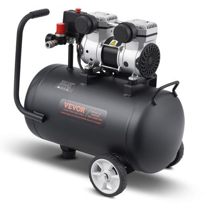 Luftkompressor, 8 gallon ståltank, 1 hk 2,2 CFM vid 90 PSI oljefri luftkompressor och max. 120 PSI tryck, 80 dB ultratyst bärbar kompressor, för bilreparationer, däckpåfyllning, sprutmålning