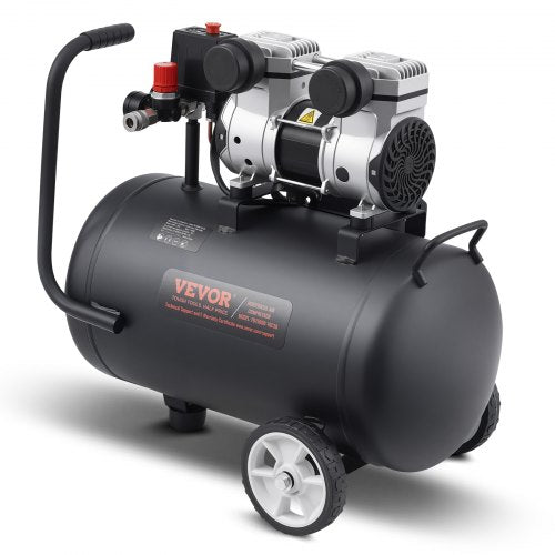 Luftkompressor, 8 gallon ståltank, 1 hk 2,2 CFM vid 90 PSI oljefri luftkompressor och max. 120 PSI tryck, 80 dB ultratyst bärbar kompressor, för bilreparationer, däckpåfyllning, sprutmålning