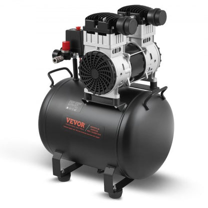 Luftkompressor, 10 gallon ståltank, 2 hk 5,3 CFM vid 90 PSI oljefri luftkompressor och max. 125 PSI tryck, 78 dB ultratyst bärbar kompressor, för bilreparationer, däckpåfyllning, sprutmålning