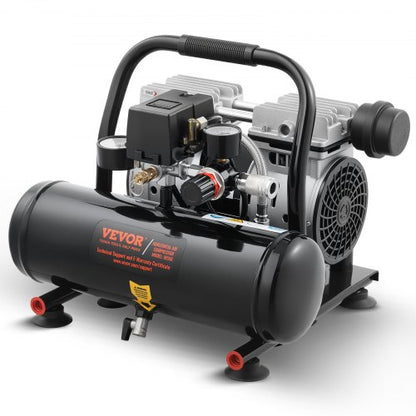 Luftkompressor, 1 gallon ståltank, 1 hk 1,5 CFM 7 bar oljefri luftkompressor och max. 120 PSI tryck, 68 dB ultratyst bärbar kompressor, för bilreparationer, däckpåfyllning, sprutmålning