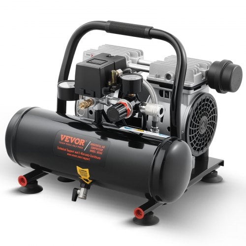 Luftkompressor, 1 gallon ståltank, 1 hk 1,5 CFM 7 bar oljefri luftkompressor och max. 120 PSI tryck, 68 dB ultratyst bärbar kompressor, för bilreparationer, däckpåfyllning, sprutmålning