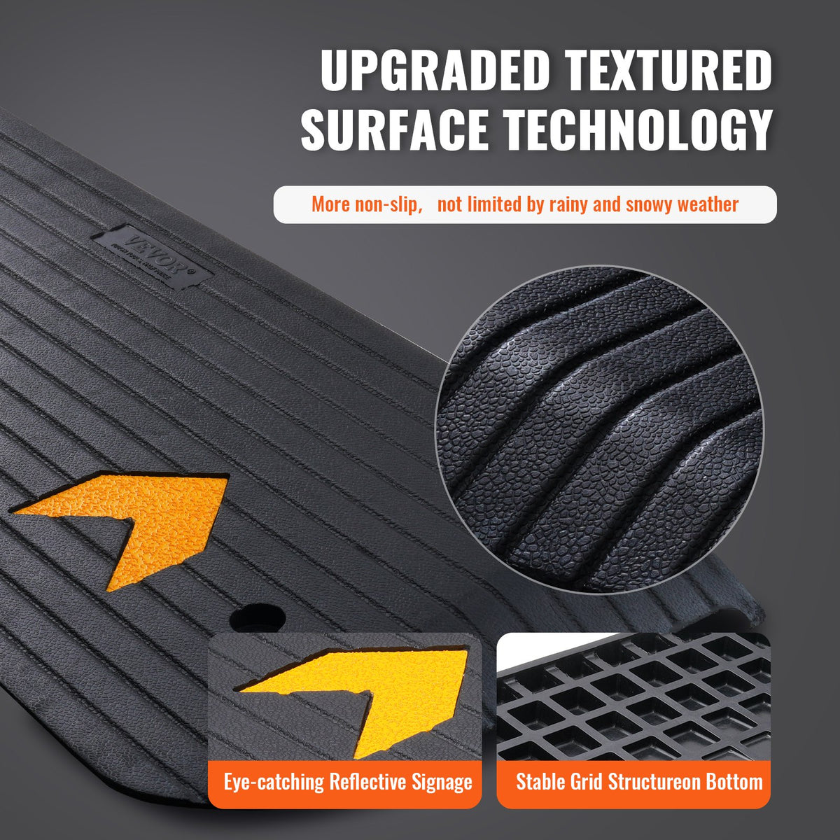 Upgraded Rubber Threshold Ramp, 3.8 cm Rise Wheelchair Ramp Doorway, Natural Curb Ramp Rated 15000 kg Load Capacity, Non-Slip Textured Surface Rubber Curb Ramp for Wheelchair and Scooter