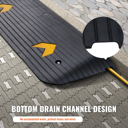 Upgraded Rubber Threshold Ramp, 3.8 cm Rise Wheelchair Ramp Doorway, Natural Curb Ramp Rated 15000 kg Load Capacity, Non-Slip Textured Surface Rubber Curb Ramp for Wheelchair and Scooter