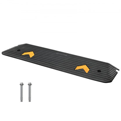 Uppgraderad tröskelramp i gummi, 2,5 cm hög rullstolsramp, naturlig trottoarkantramp med en lastkapacitet på 14700 kg, halkfri, texturerad yta i gummi för rullstol och skoter