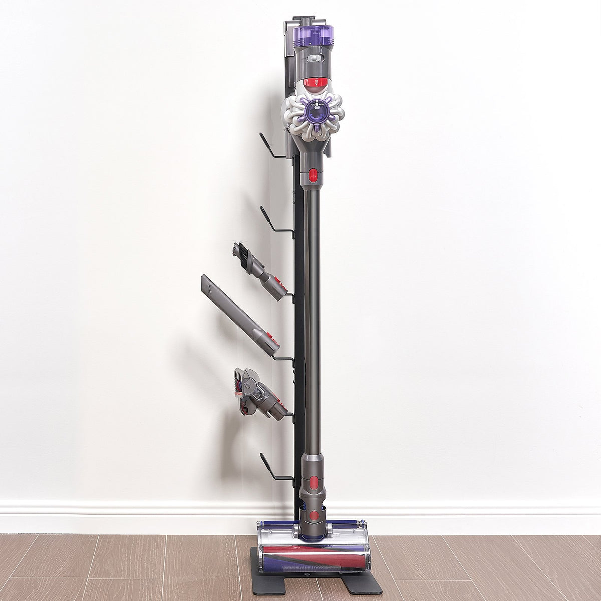 Dammsugningsställ, kompatibelt med Dyson V6 V7 V8 V10 V11 V15, stabilt dammsugningsställ med 6 krokar för Dyson DC30 DC31 DC34 DC35 DC58 DC59 DC62 D74 sladdlösa upprätta dammsugare och tillbehör