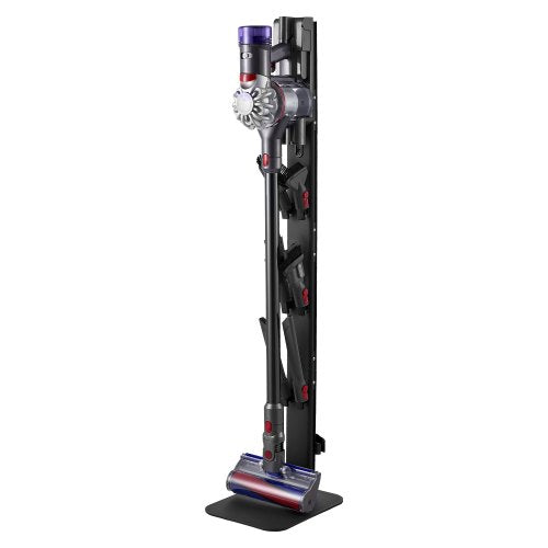 Dammsugningsställ, kompatibelt med Dyson G5 V15 V12 V11 V10 V8 V7 V6-serien, upprättstående dammsugare och tillbehör, stabilt dammsugningsställ med 6 krokar och halkfria fotplattor, svart