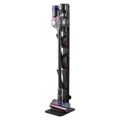 Dammsugningsställ, kompatibelt med Dyson G5 V15 V12 V11 V10 V8 V7 V6-serien, upprättstående dammsugare och tillbehör, stabilt dammsugningsställ med 6 krokar och halkfria fotplattor, svart