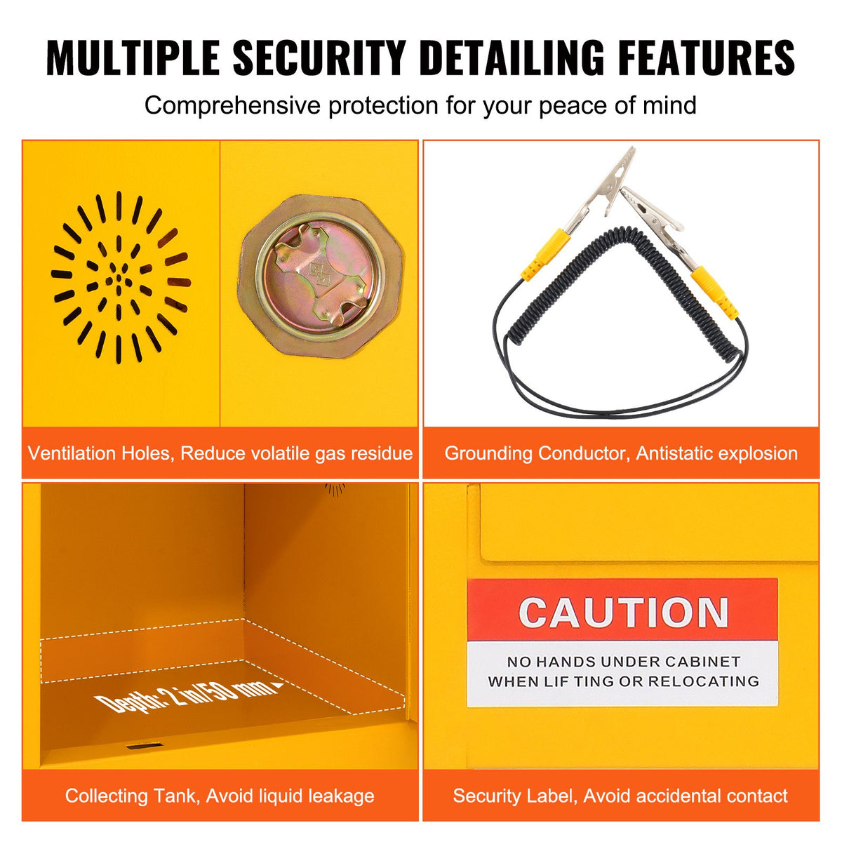 11 Gallon Safety Cabinet 16.9" X 16.9" X 18.1" Hazardous Hinges Manual Hot