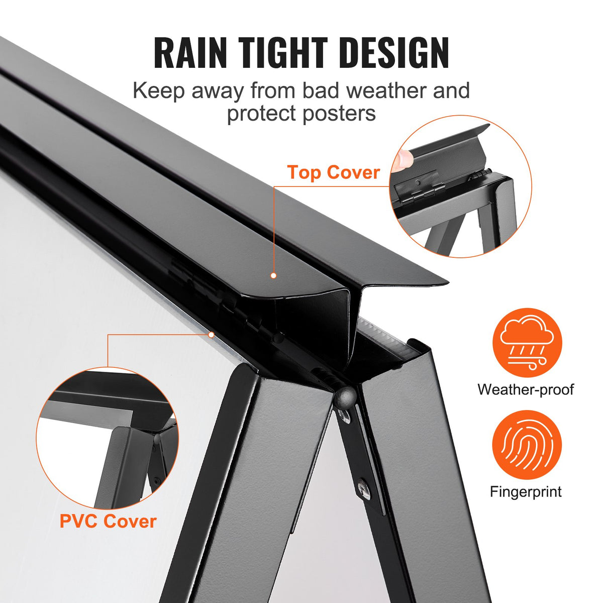 A Frame Sidewalk Sign, 24x36 Inch Heavy Duty Slide-in Signboard Holder, Double-Sided Folding Sandwich Board Signs, Steel Pavement Sign Poster for Outdoor Business Street Advertising (Frame only)