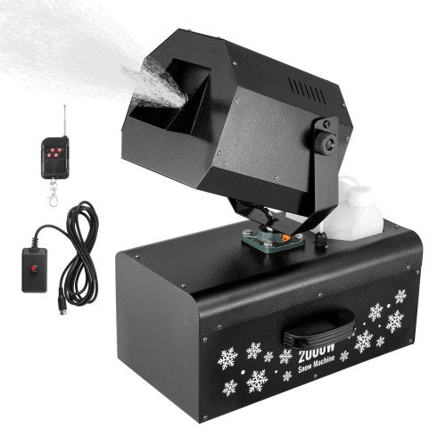 Snökanon, 2000W, gungande snötillverkningsmaskin med 5L tank, trådbunden och trådlös fjärrkontroll, snöflingemaskin med hög effekt inomhus, falsk snömaskin för julfester, bröllop, sceneffekt