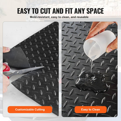 Diamantplåtad gummimatta för underbilar, 3 mm x 1,2 m x 3 m garagematta, SBR gummimatta för garagegolv, lätt att rengöra, diamantplåtad gummimatta för underbilar, garageindustrins gym, svart