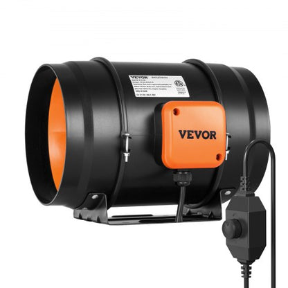 Inline-kanalfläkt, 203,2 mm 506,2 CFM med variabel hastighetsregulator, tyst AC-motorventilationsfläkt för kylförstärkare, odlingstält, hydroponik