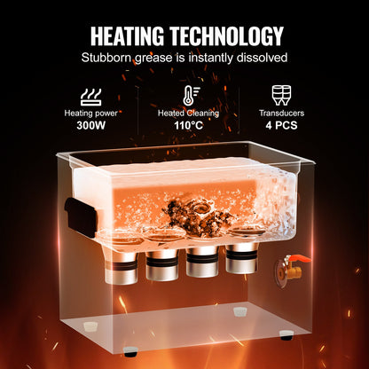 10L ultraljudsrengörare med värmetimer och korg, professionell digital sonisk kavitationsmaskin, 240W rengöringsmaskin för laboratorieverktyg, metalldelar, förgasare, mässing, bildelar, motordelar