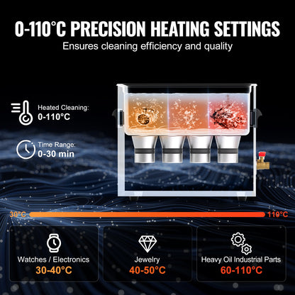 10L ultraljudsrengörare med värmetimer och korg, professionell digital sonisk kavitationsmaskin, 240W rengöringsmaskin för laboratorieverktyg, metalldelar, förgasare, mässing, bildelar, motordelar