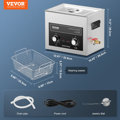 10L ultraljudsrengörare med värmetimer och korg, professionell digital sonisk kavitationsmaskin, 240W rengöringsmaskin för laboratorieverktyg, metalldelar, förgasare, mässing, bildelar, motordelar