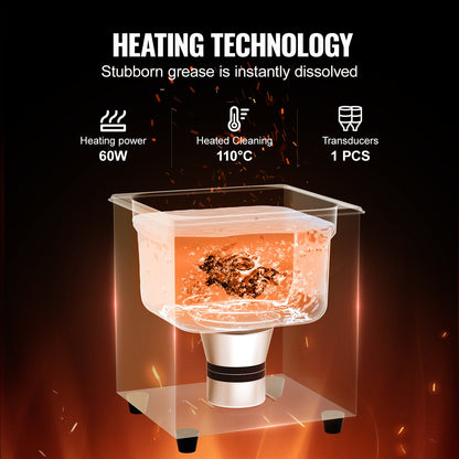 2L ultraljudsrengöring med värmetimer och korg, professionell digital sonisk kavitationsmaskin, 60W rengöringsmaskin för klockinstrument, glasögon, mynt, metalldelar, verktyg